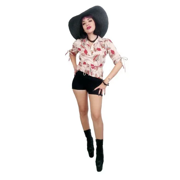 Vintage 1970s Abstract Nature Pattern Top - Picture 7 of 7